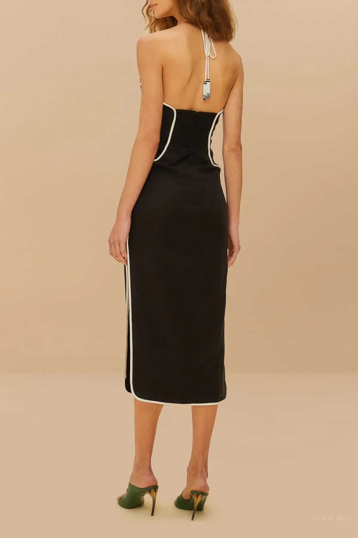 Black And White Cut-Out Midi Dress