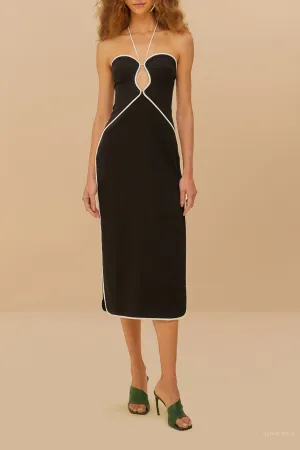 Black And White Cut-Out Midi Dress