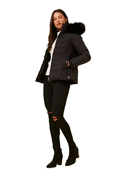 BLACK FAUX FUR PUFFER JACKET