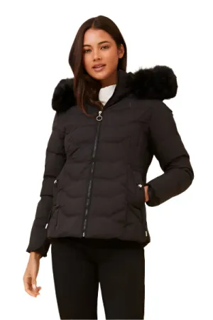 BLACK FAUX FUR PUFFER JACKET