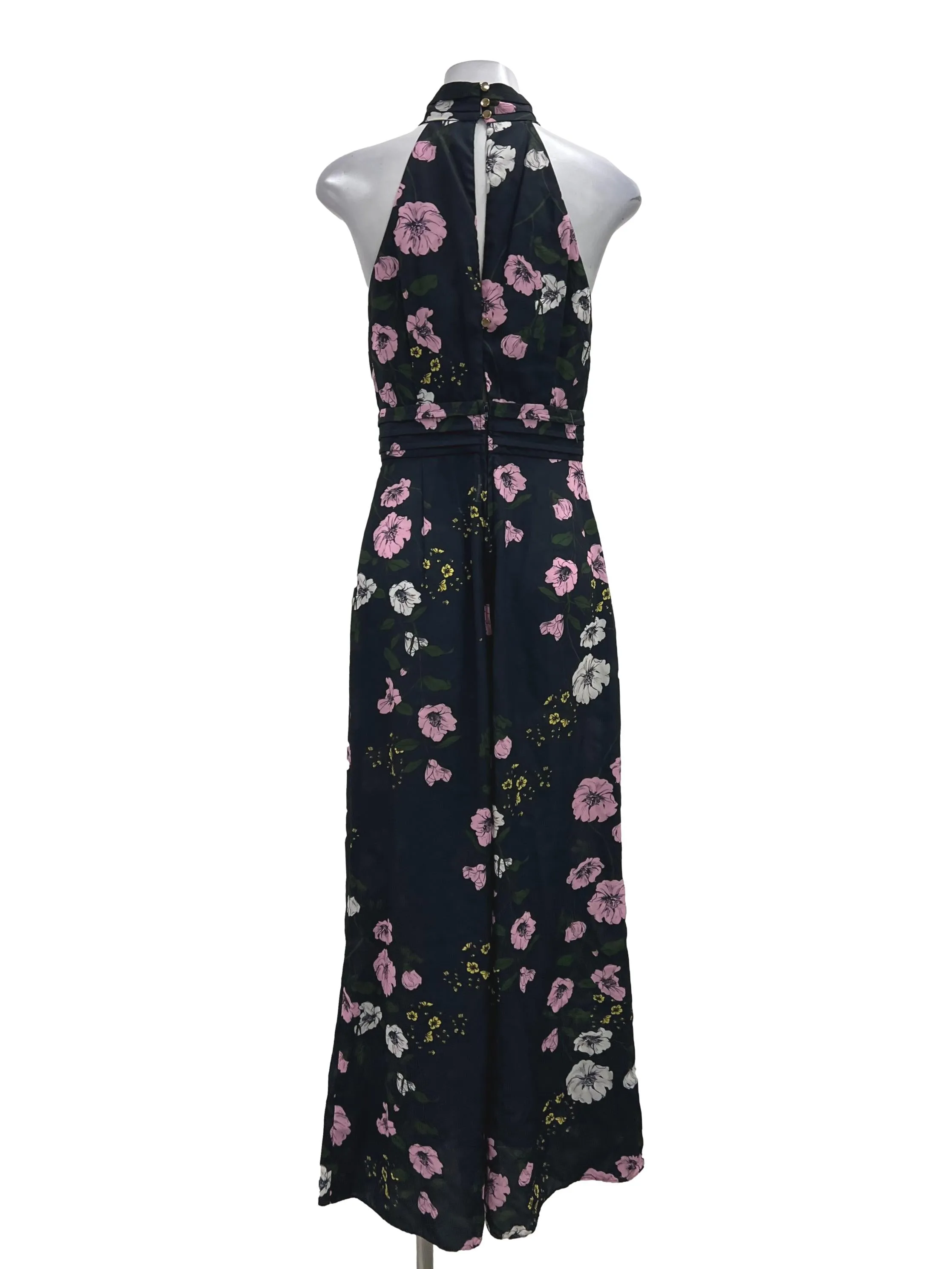 Black Floral Halter Romper
