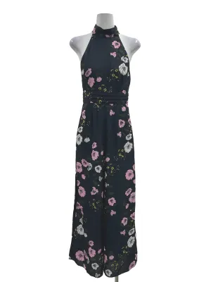 Black Floral Halter Romper