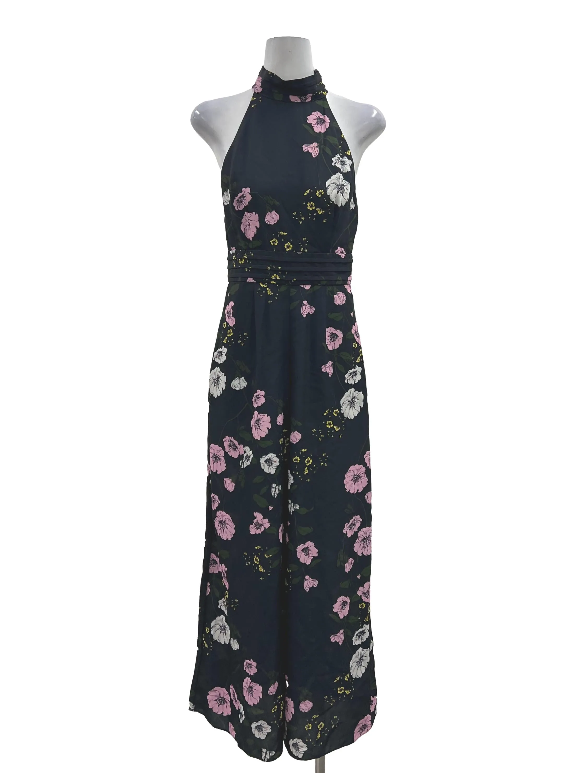 Black Floral Halter Romper