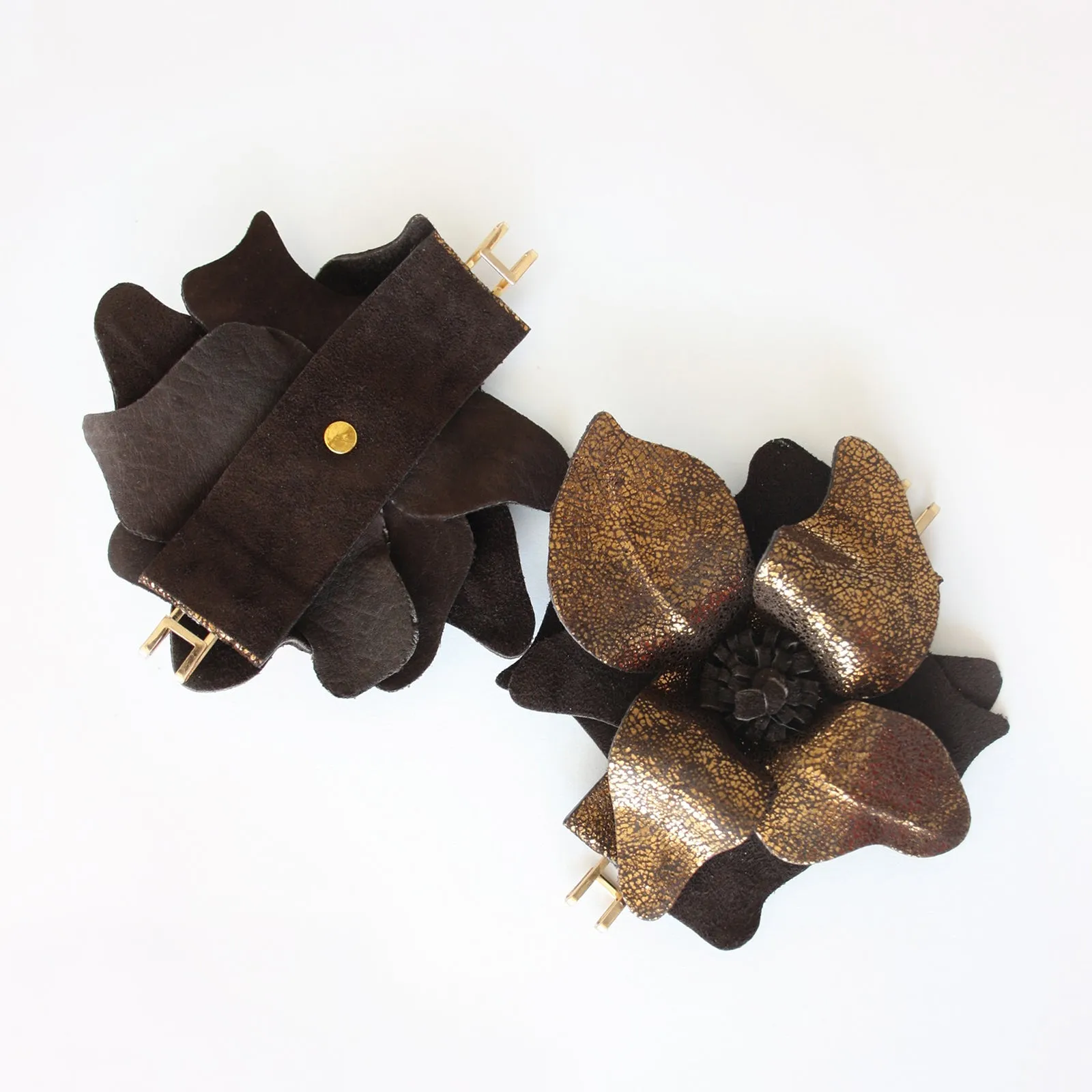 Black Heeled Swap Sandal Brown Flower with Gladiator