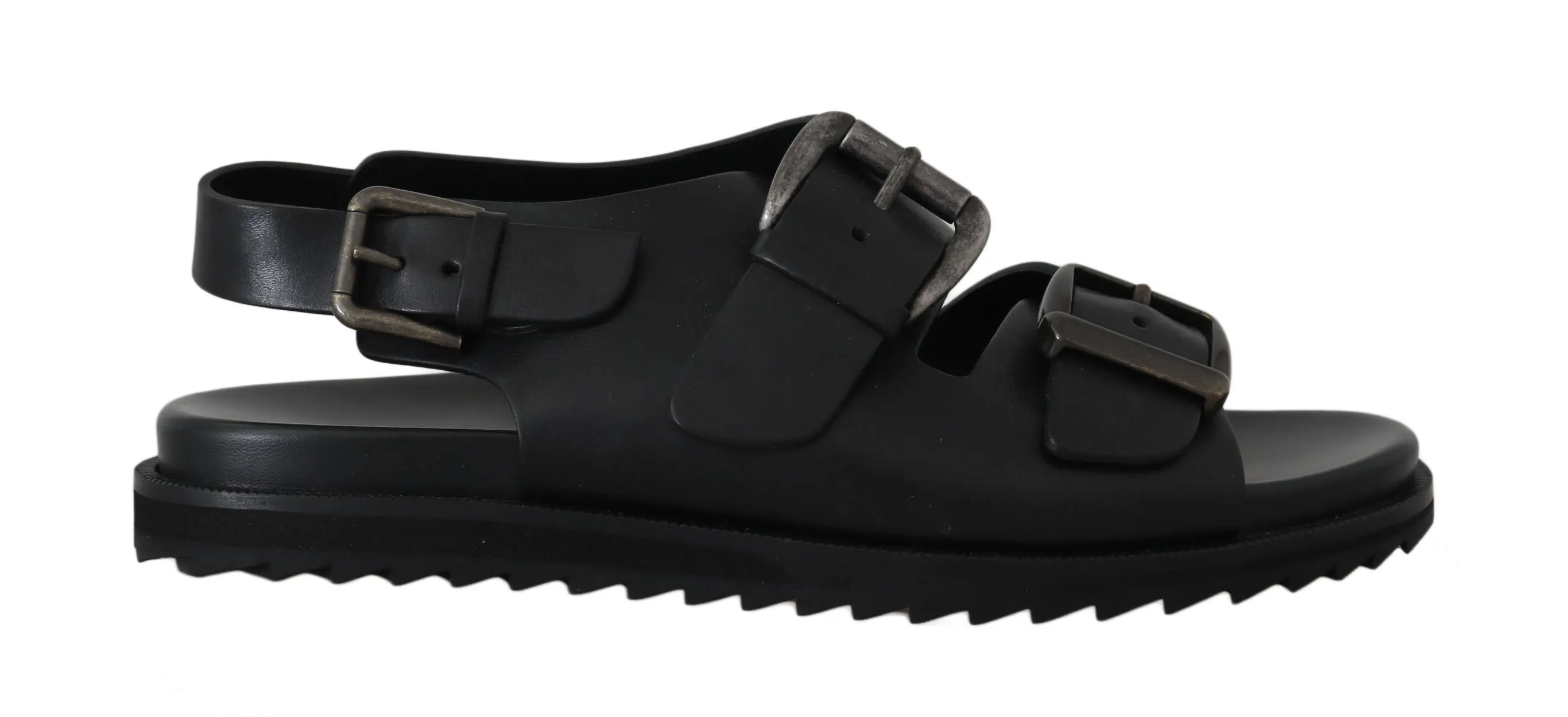 Black Leather Strap Gladiator Sandals