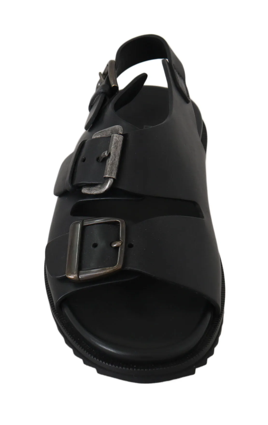 Black Leather Strap Gladiator Sandals