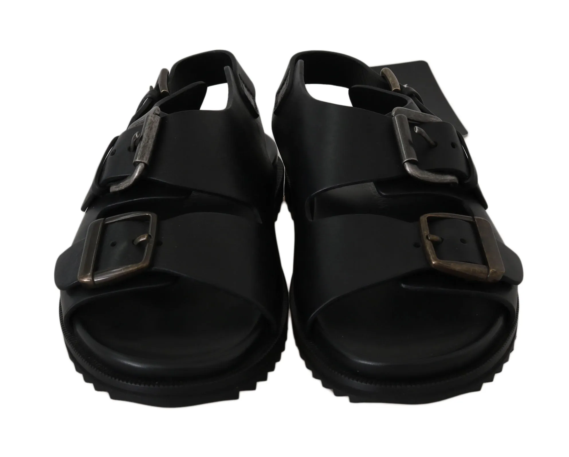 Black Leather Strap Gladiator Sandals