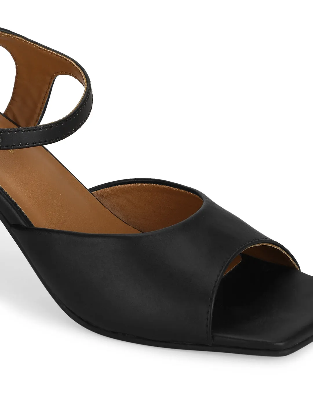 Black PU Slim Block Sandals (TC-ST-1229-BLKPU)