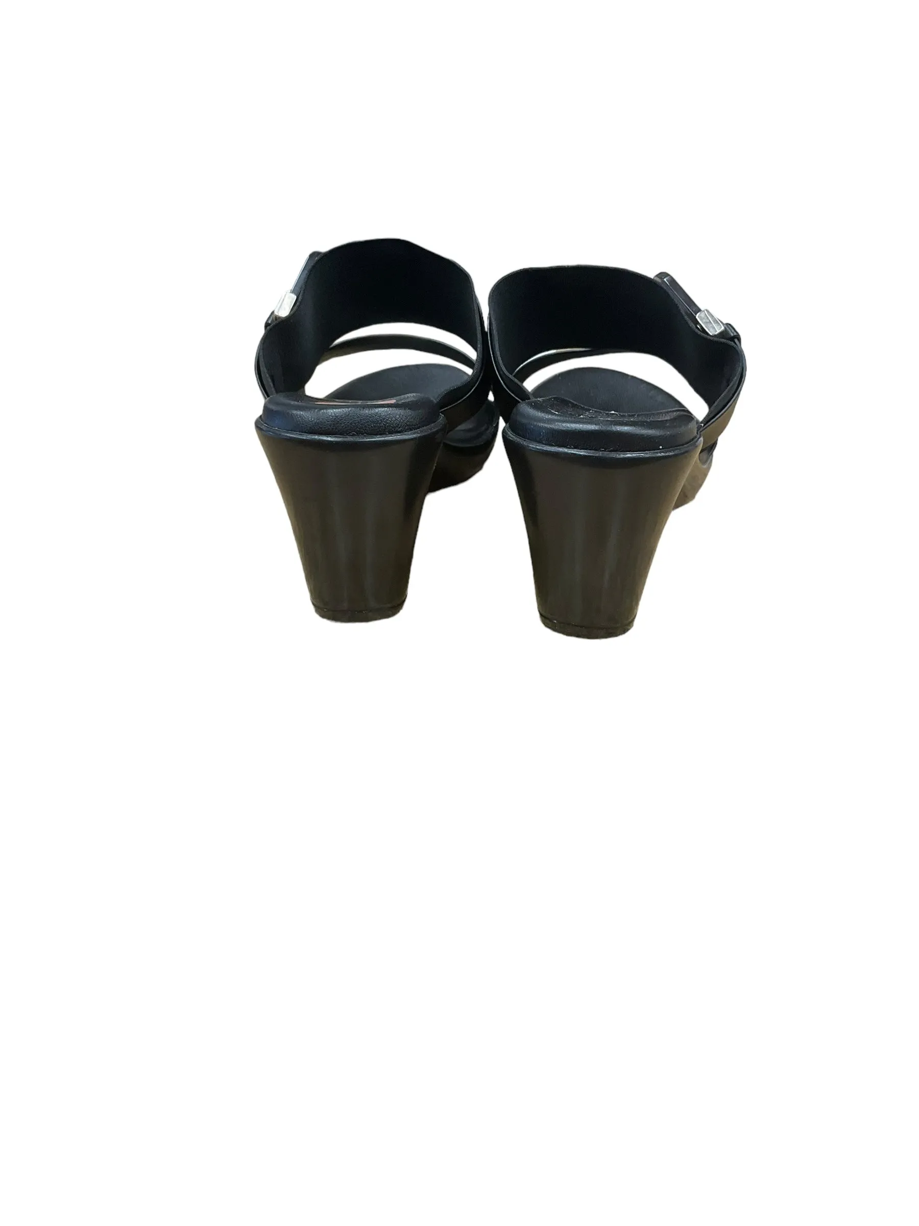 Black Sandals Heels Wedge Italian Shoemakers, Size 7.5