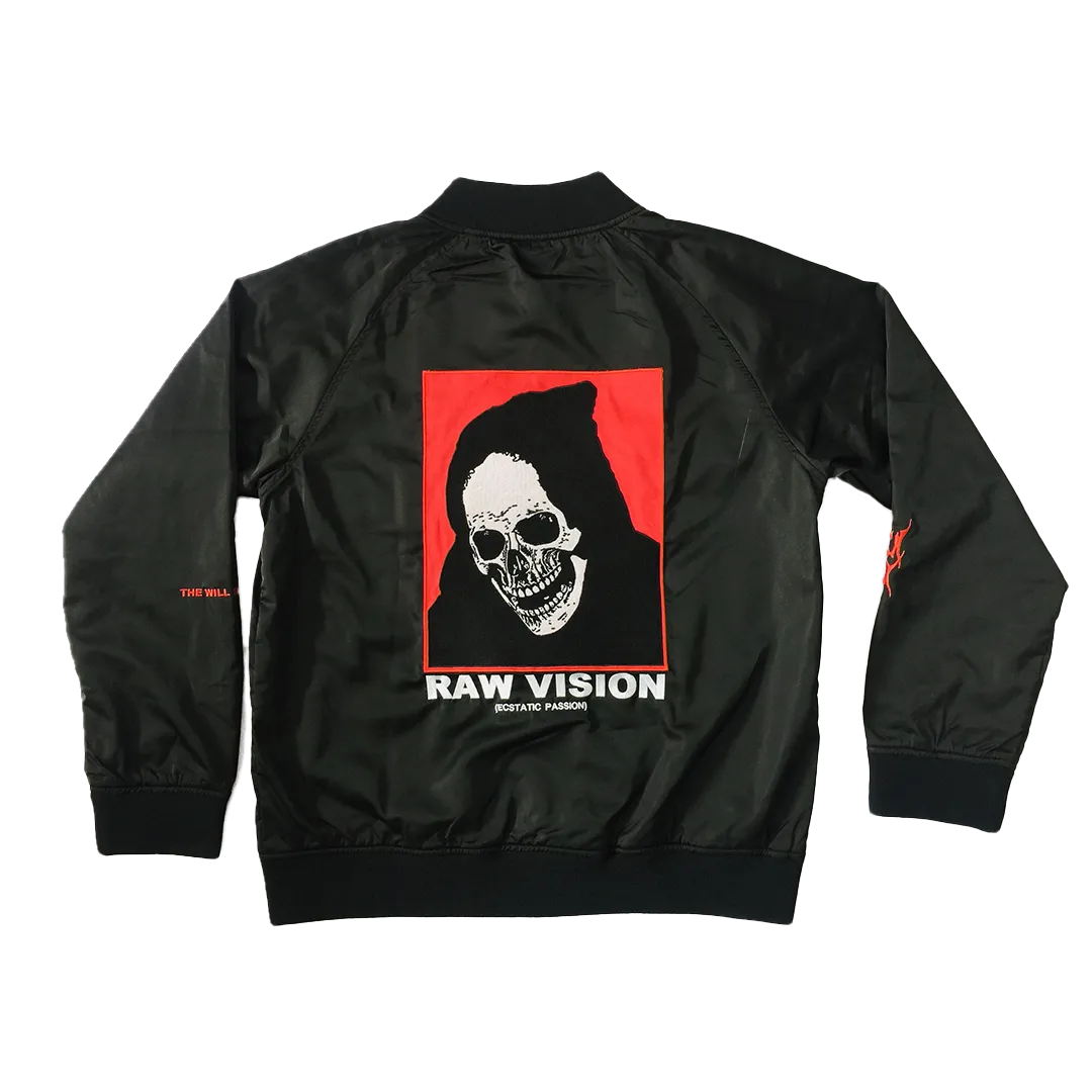 BLACK SATIN RAW VISION JACKET