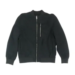 Black Solid Bomber Jacket