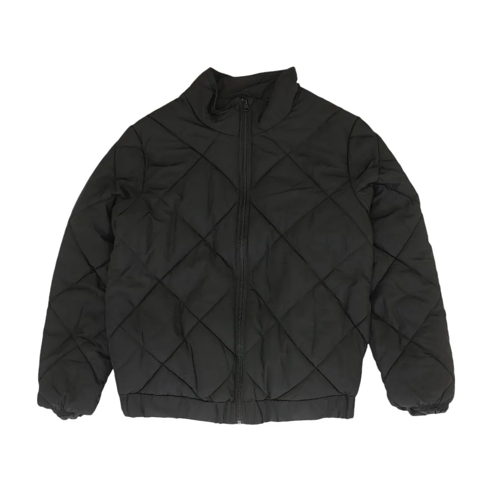 Black Solid Puffer Coat