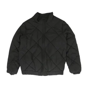 Black Solid Puffer Coat