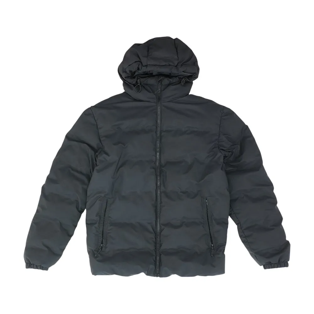 Black Solid Puffer Jacket