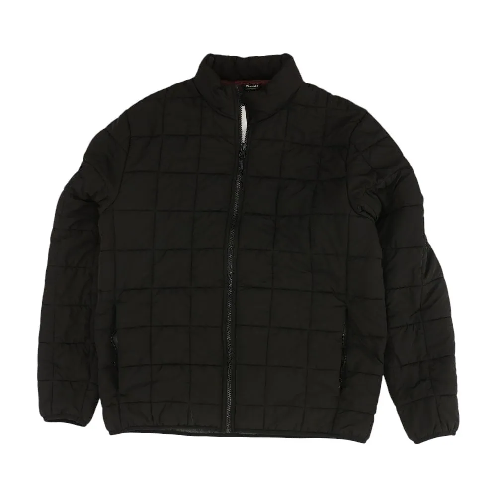 Black Solid Puffer Jacket