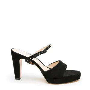 Black Suede Lo Platform   Studded Twiggy Strap