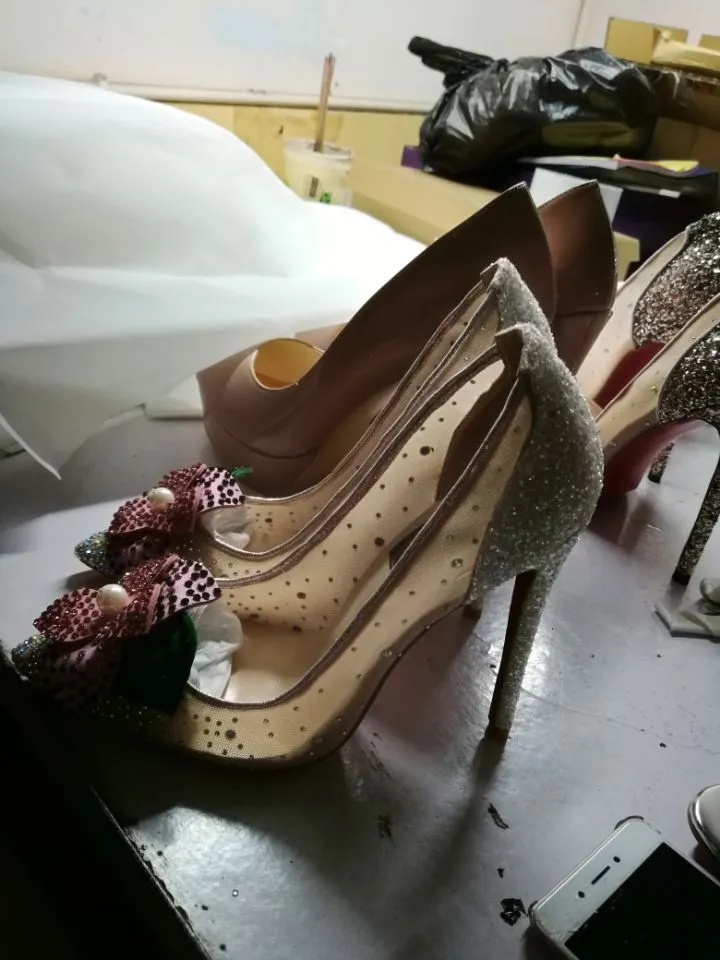 BlingBling Floral Mesh Pumps Woman Summer Stiletto