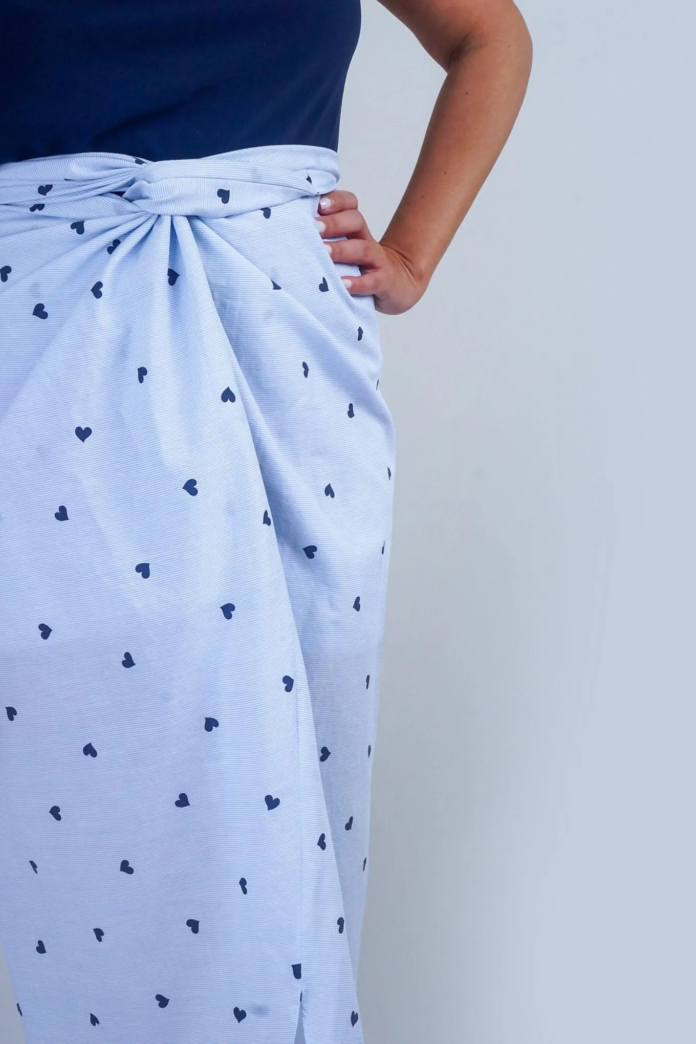 Blue Heart Stripe Indo Wrap Skirt