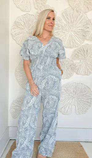 Blue Palm Jumpsuit