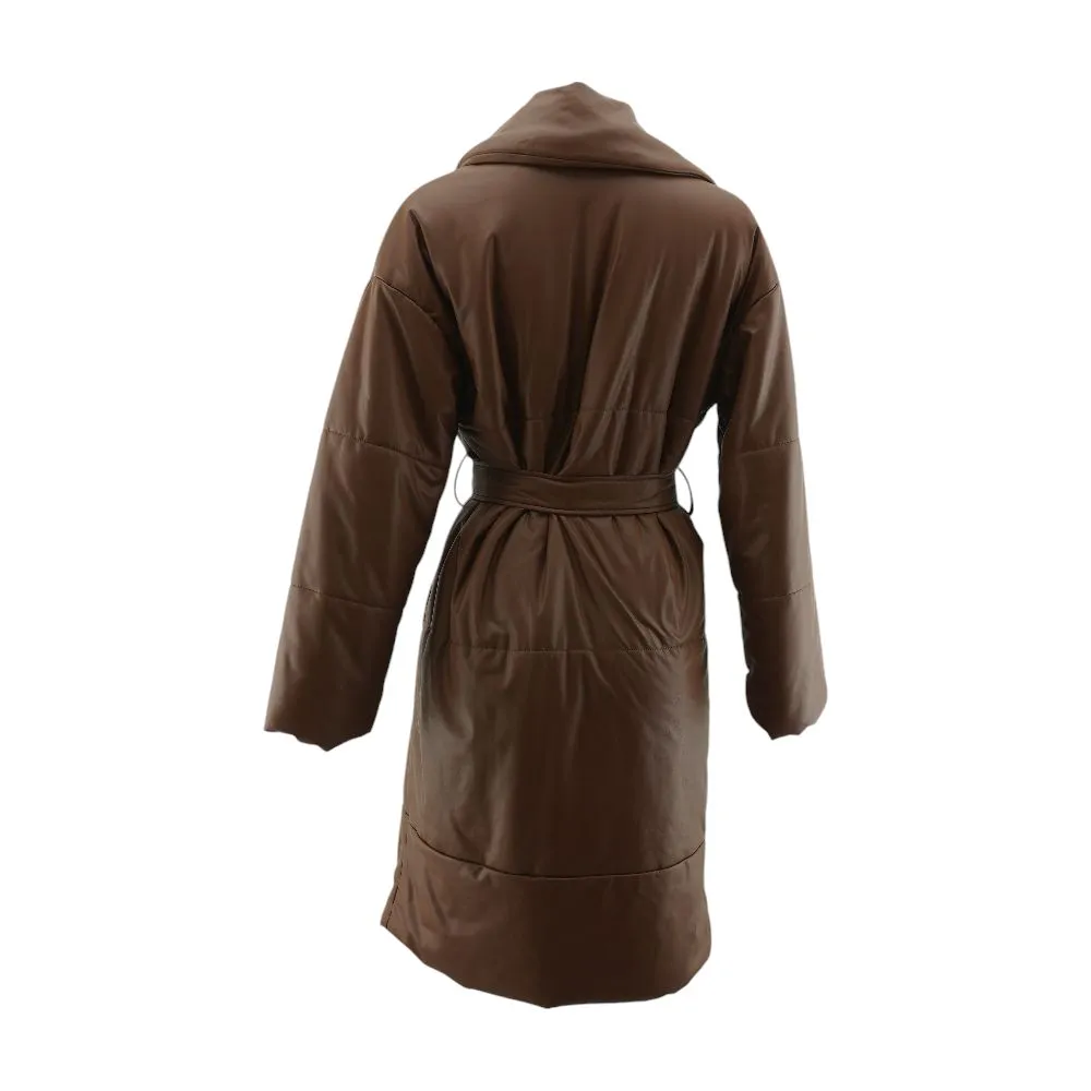 Brown Solid Puffer Coat