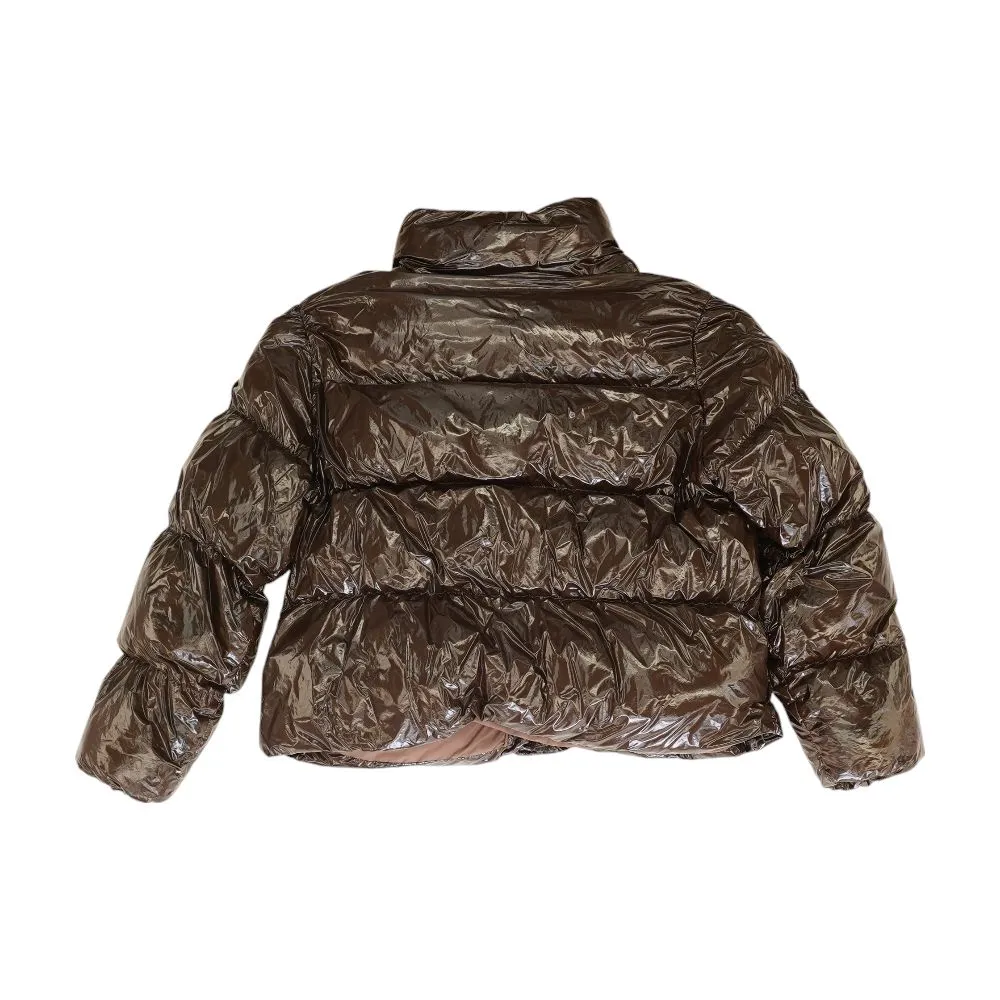 Brown Solid Puffer Jacket