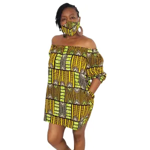 Brown Spears Off Shoulder Loose Mini Dress