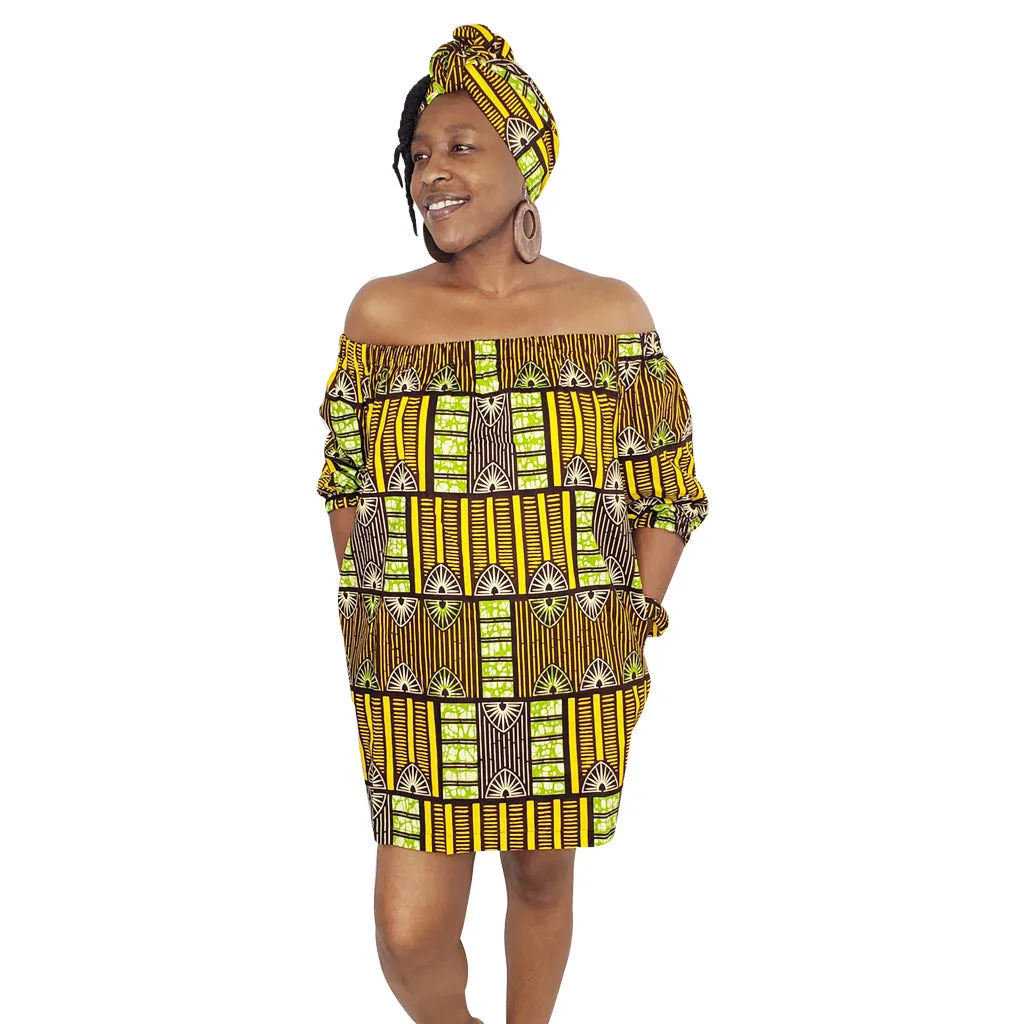 Brown Spears Off Shoulder Loose Mini Dress