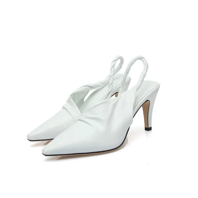 Buckle Design Fashion Shallow Leather Slingback Sandals Women