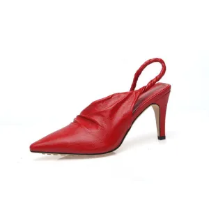 Buckle Design Fashion Shallow Leather Slingback Sandals Women