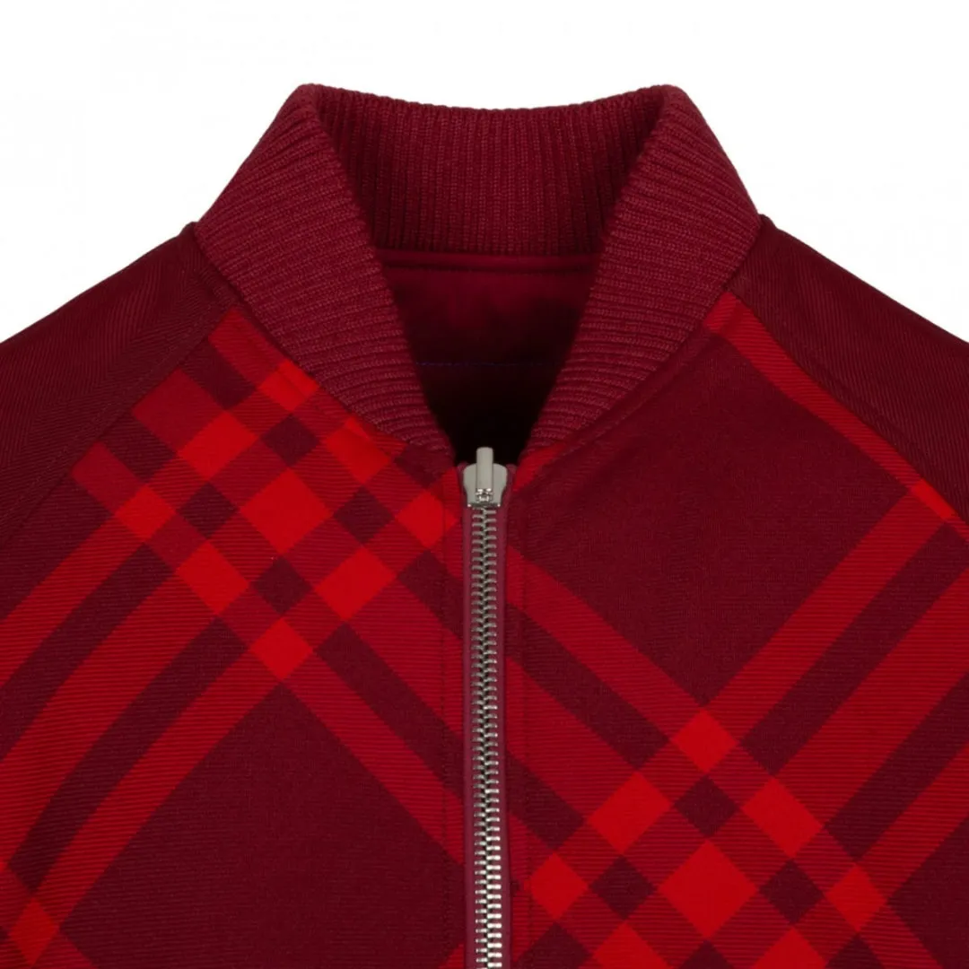 Burberry 8078906 Reversible Check Print Bomber Jacket Ripple Ip Check Red Jacket Male