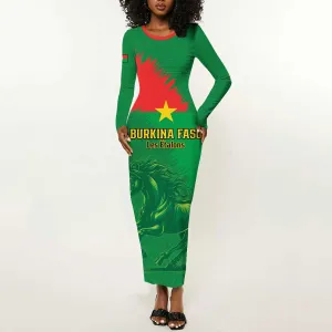 Burkina Faso Football Custom Long Sleeve Bodycon Dress Go Stallions LT15