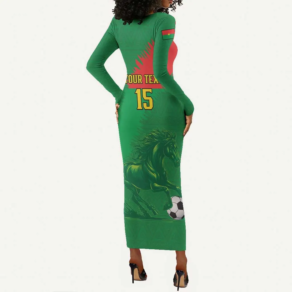 Burkina Faso Football Custom Long Sleeve Bodycon Dress Go Stallions LT15