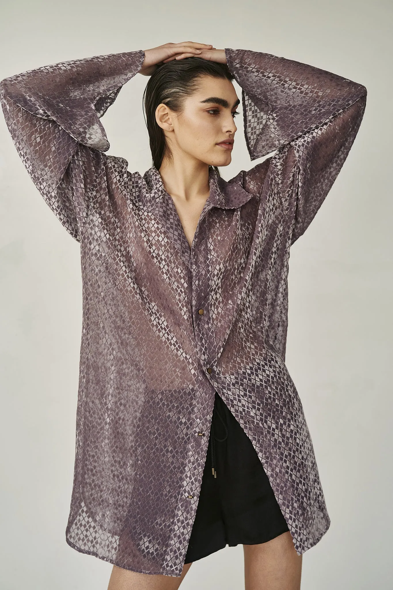 Burnt Velvet Shirt Dress - Made to Order