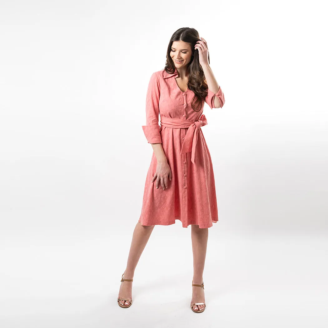 Button Down Fit & Flare Shirt Dress