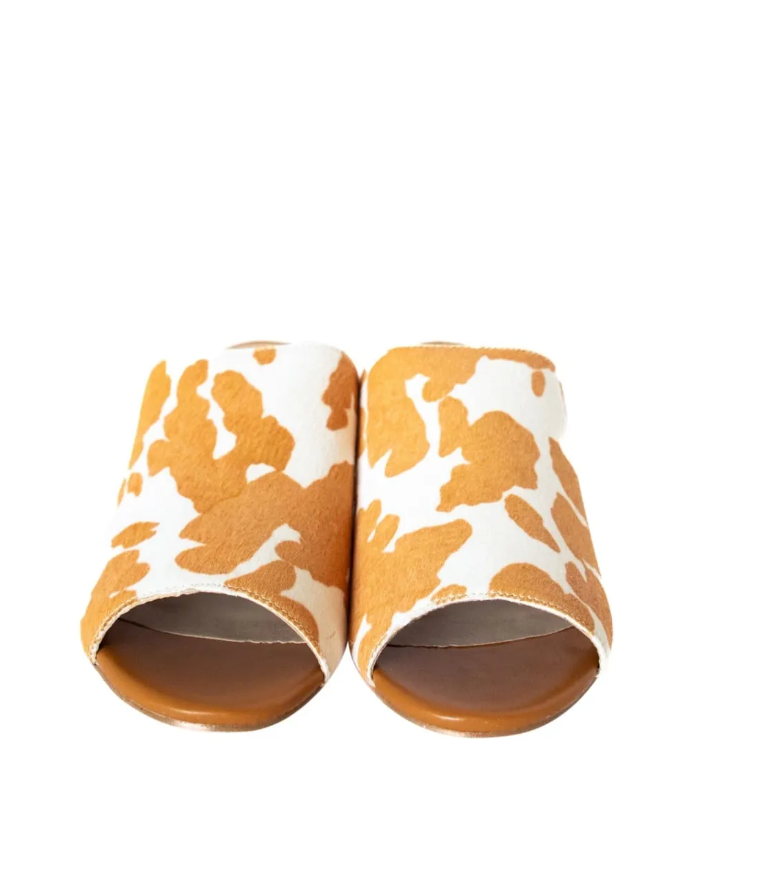 Calf Hair Mules in Tan   White