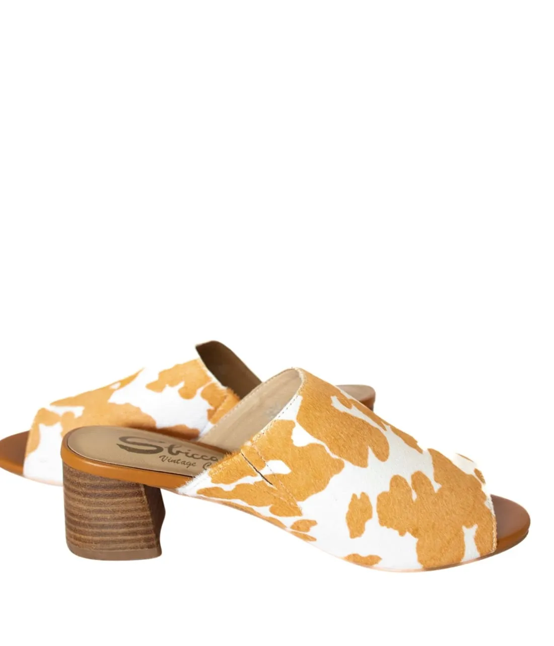 Calf Hair Mules in Tan   White