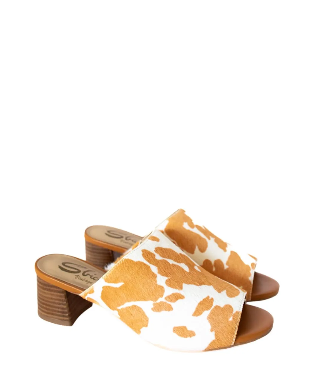 Calf Hair Mules in Tan   White