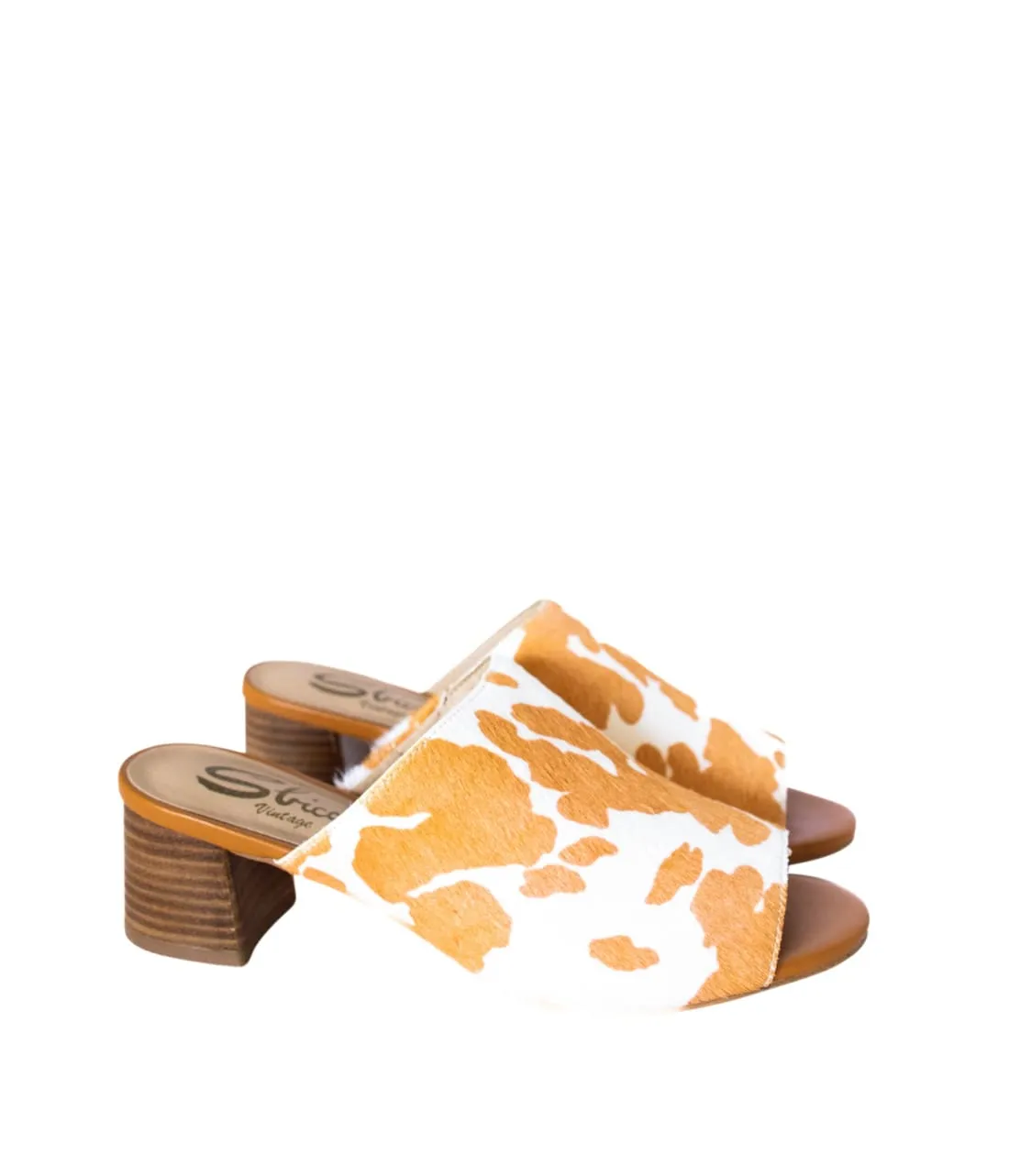 Calf Hair Mules in Tan   White