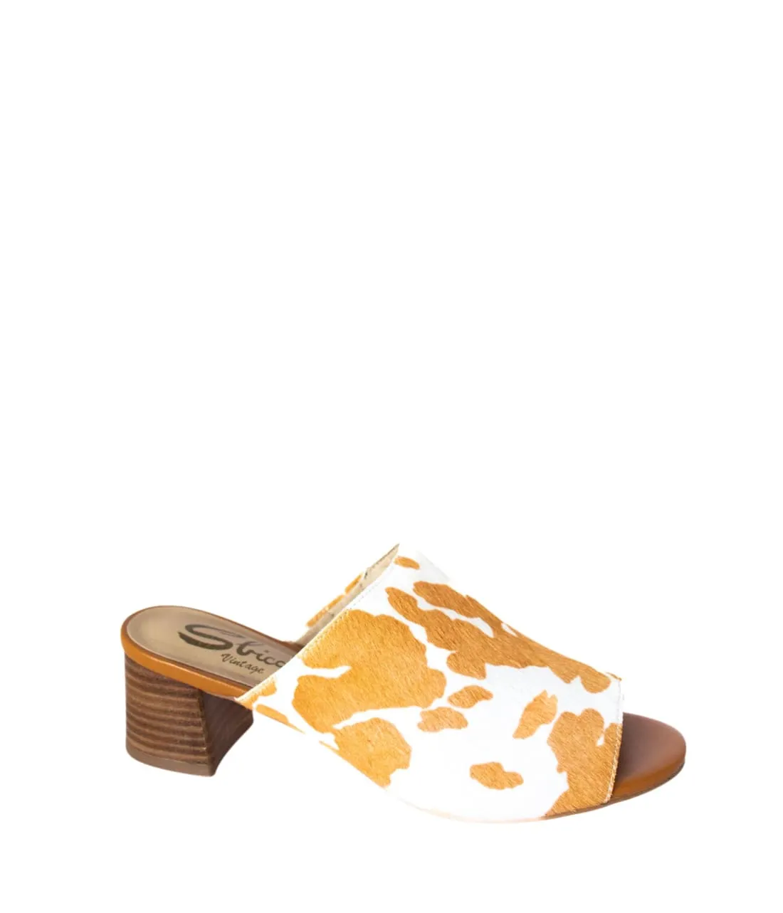 Calf Hair Mules in Tan   White