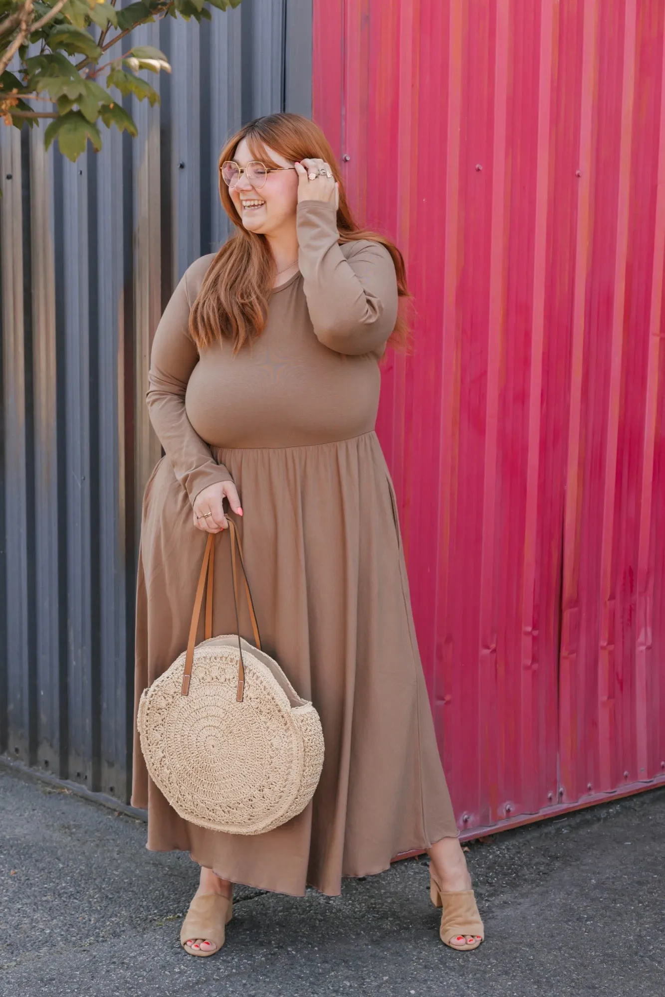 Camille Long Sleeve Dress in Cafe Au Yay