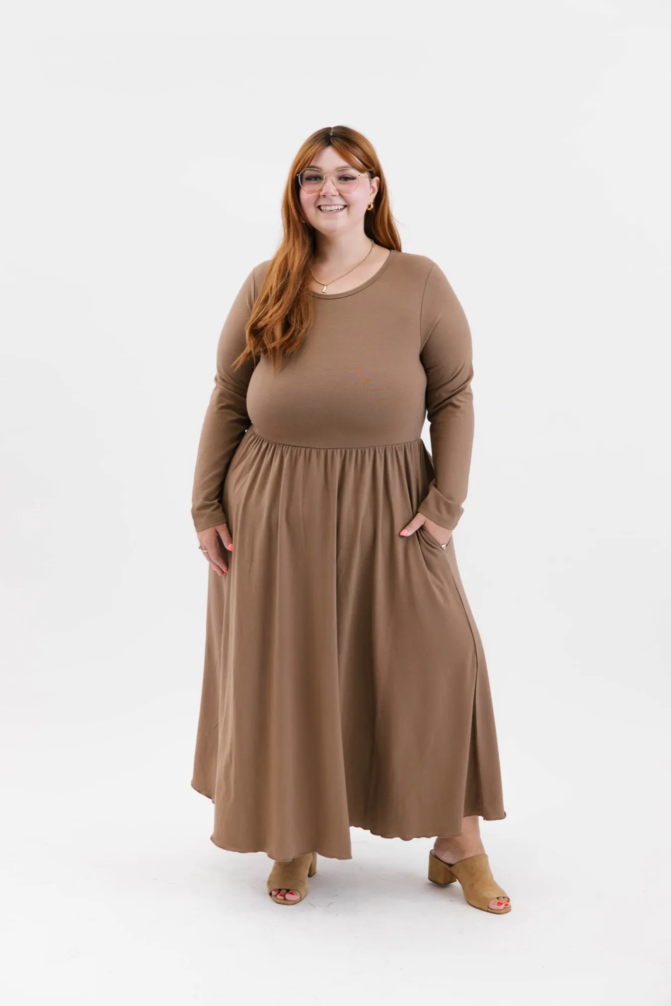 Camille Long Sleeve Dress in Cafe Au Yay
