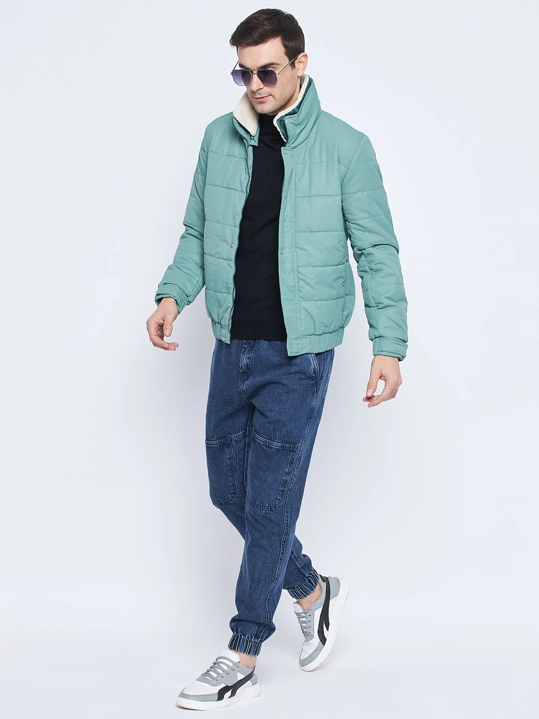 Camla Barcelona Mint Blue Puffer Jacket For Men