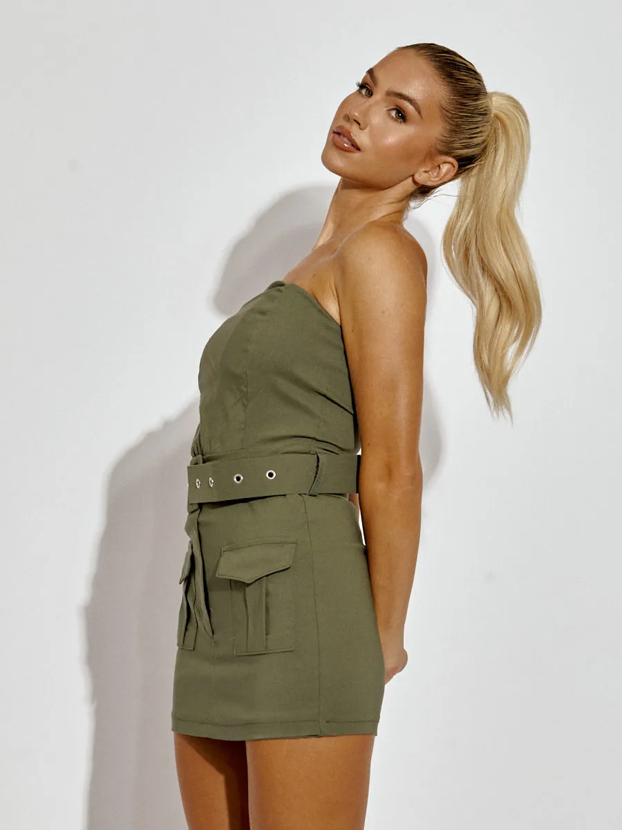 Cargo Skort Playsuit With Matching Belt