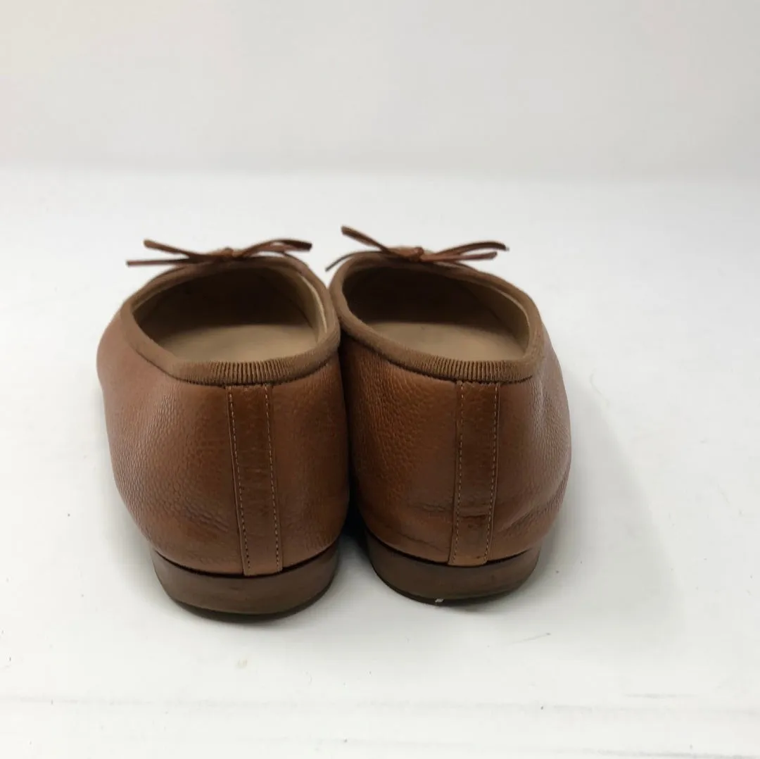 Chanel Caramel Leather CC Ballet Flat