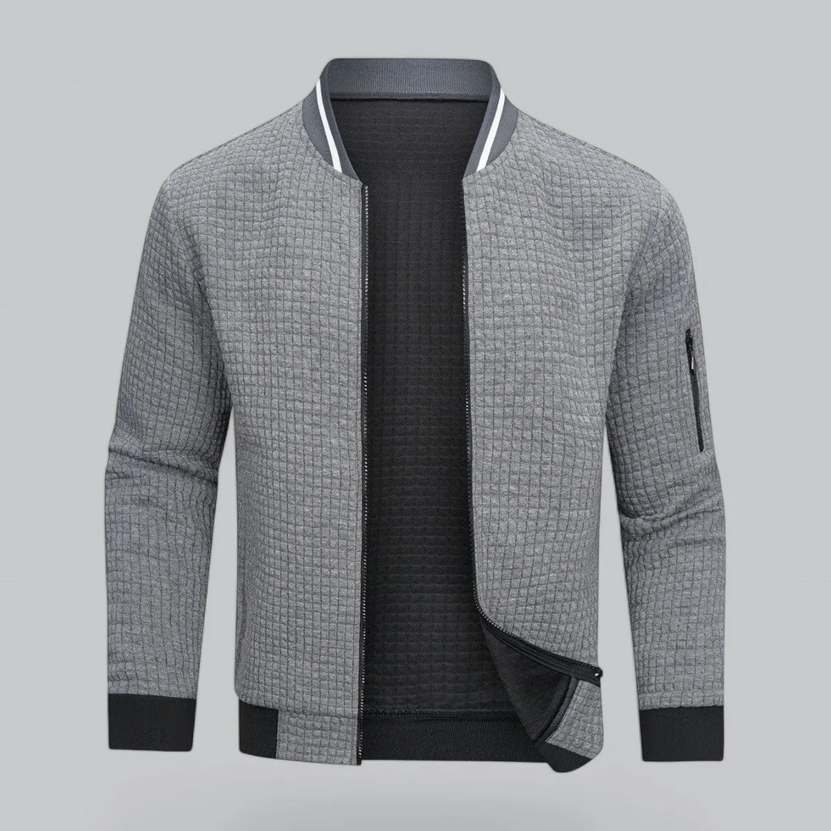 Checkered Corduroy Zipper Bomber Jacket | Quilted Design, Warm & Stylish Outerwear for Men