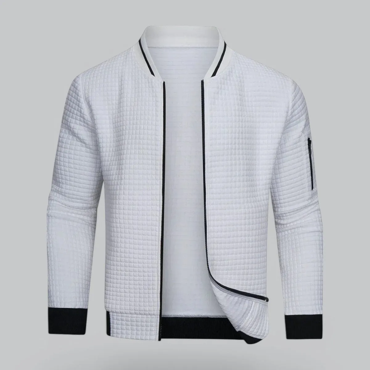 Checkered Corduroy Zipper Bomber Jacket | Quilted Design, Warm & Stylish Outerwear for Men