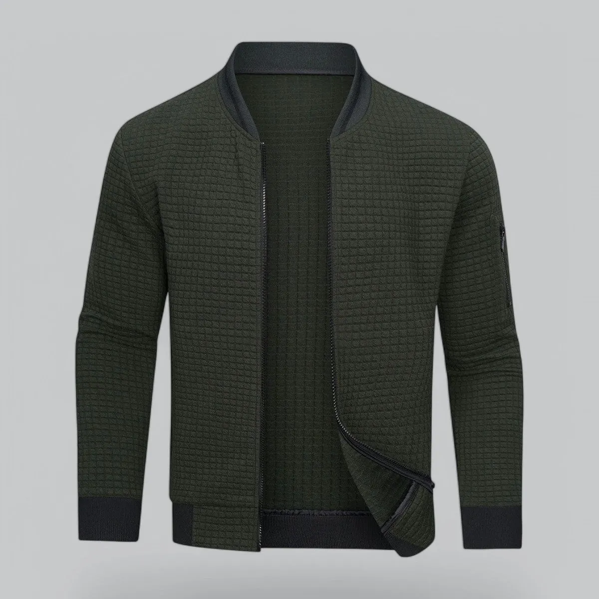 Checkered Corduroy Zipper Bomber Jacket | Quilted Design, Warm & Stylish Outerwear for Men