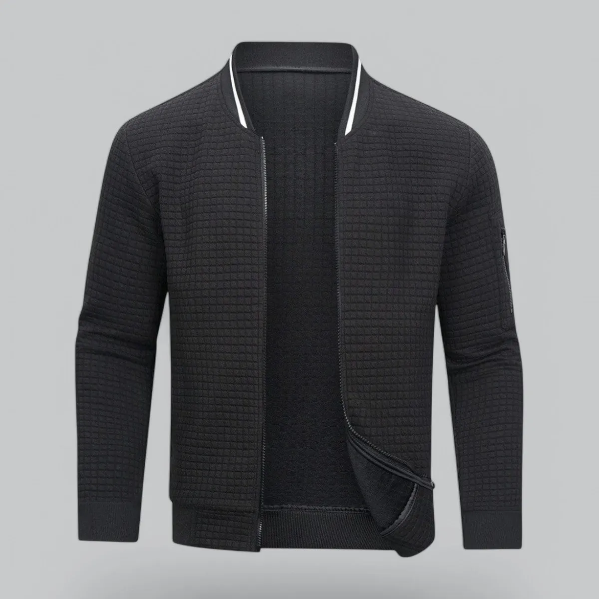 Checkered Corduroy Zipper Bomber Jacket | Quilted Design, Warm & Stylish Outerwear for Men
