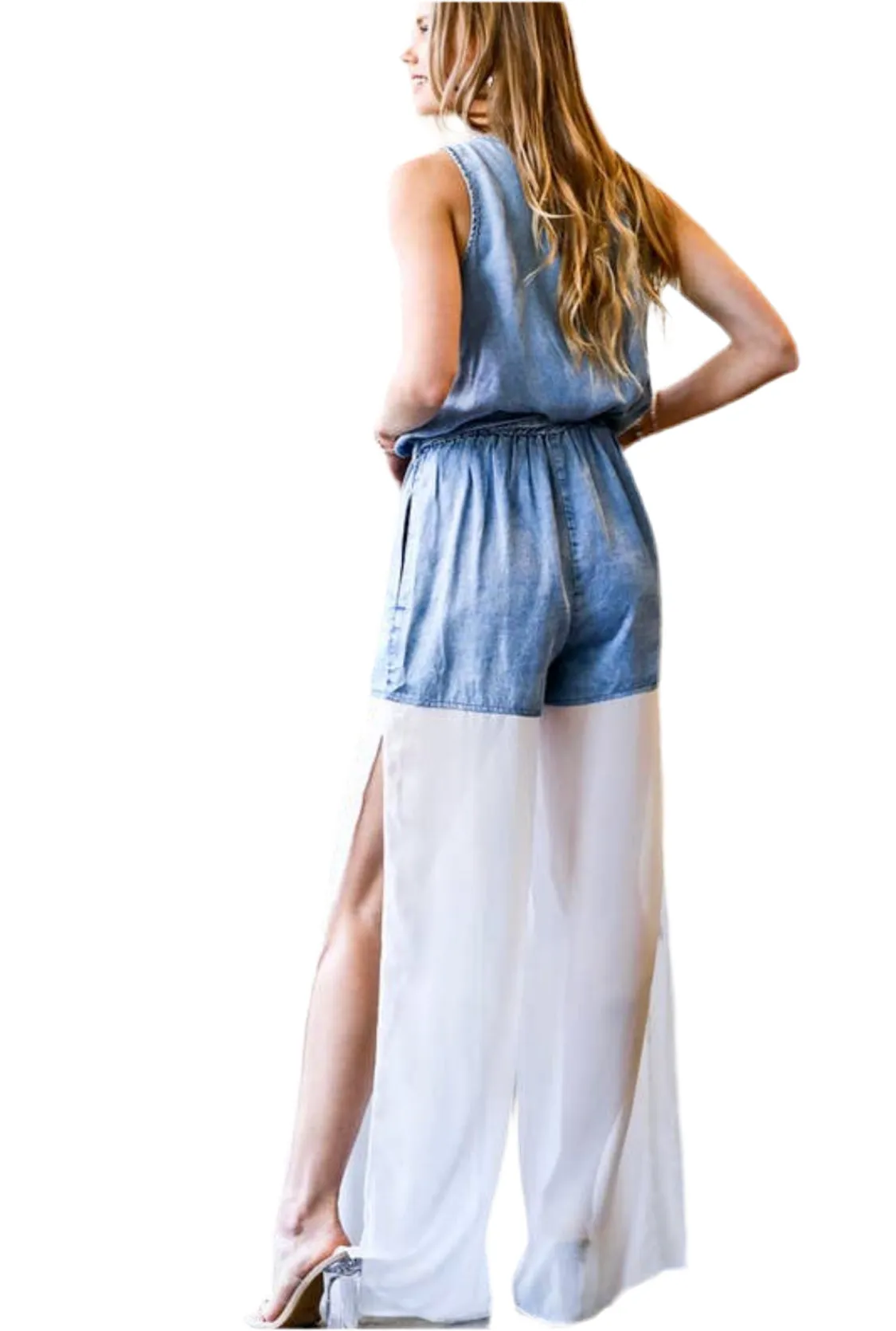 Chiffon Denim Jumpsuit