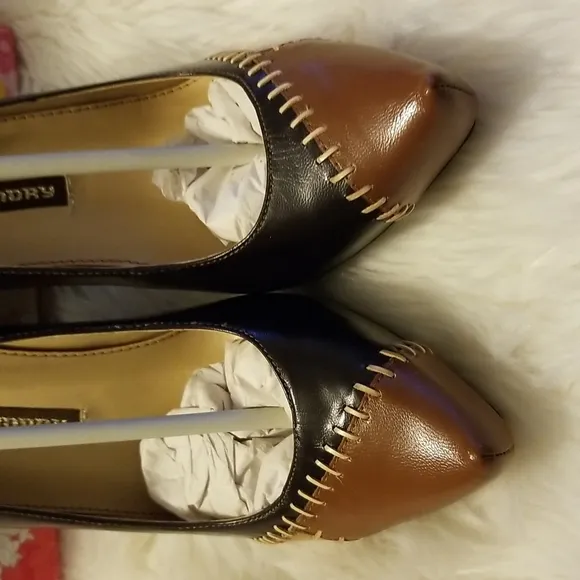 👣CHINESE LAUNDRY🇺🇲 Leather comfort Fit Brown Patchwork Heels footwear in